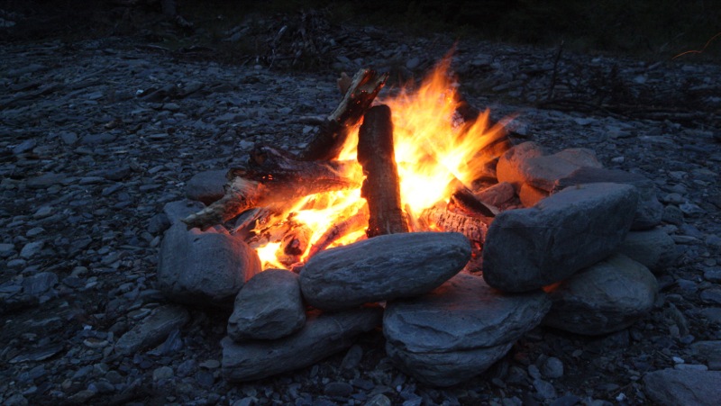 Campfire on the Banks of Timaru River
