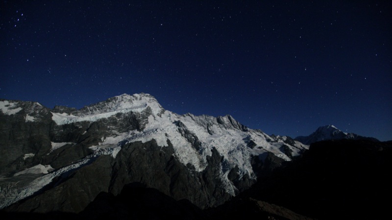 Mt. Sephton Glacier in Starry Night Sky