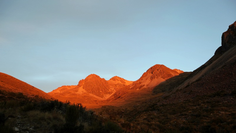 Glowing Red Morning Mountains