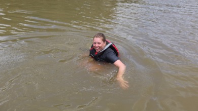Nicky swimming in Whanganui River